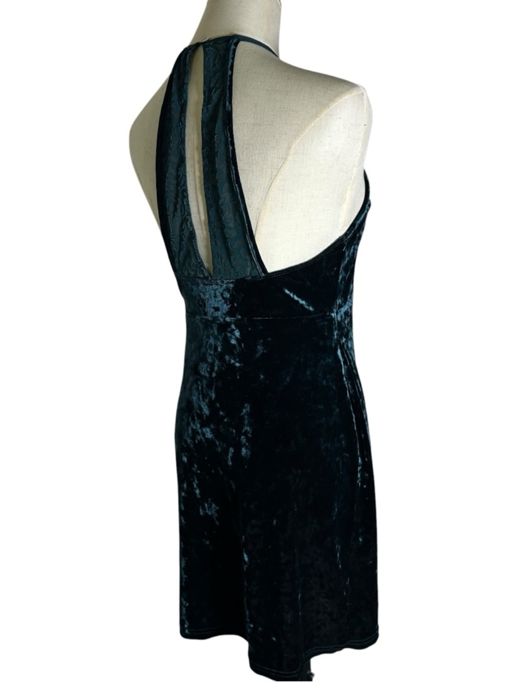 Intimately Free People Medium Velvet Lace Sleeveless Mini Dress Emerald Green - Picture 7 of 11